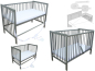 Preview: Kinderbett - Beistellbett - Babybett 120x60cm mit Matratze, Gurt und Rädern grau